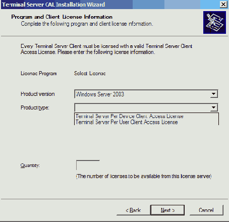 Инсталляция Terminal Server Licensing